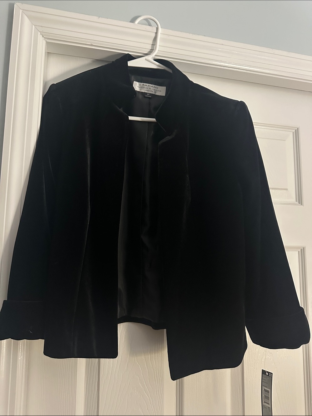 Tahari ASL Black Velvet Open-Front Blazer